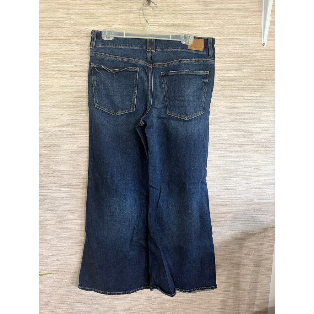 American Eagle Dark Wash Low Rise Flare Jeans Wide Leg women's 12 - Picture 2 of 5